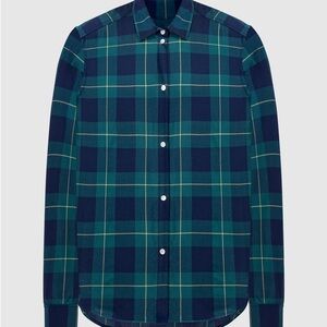 Toteme Navy & Teal Plaid Button-Down Shirt